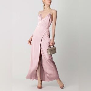 Lily Silk Perfect Party Ready Wrap Silk Maxi Dress